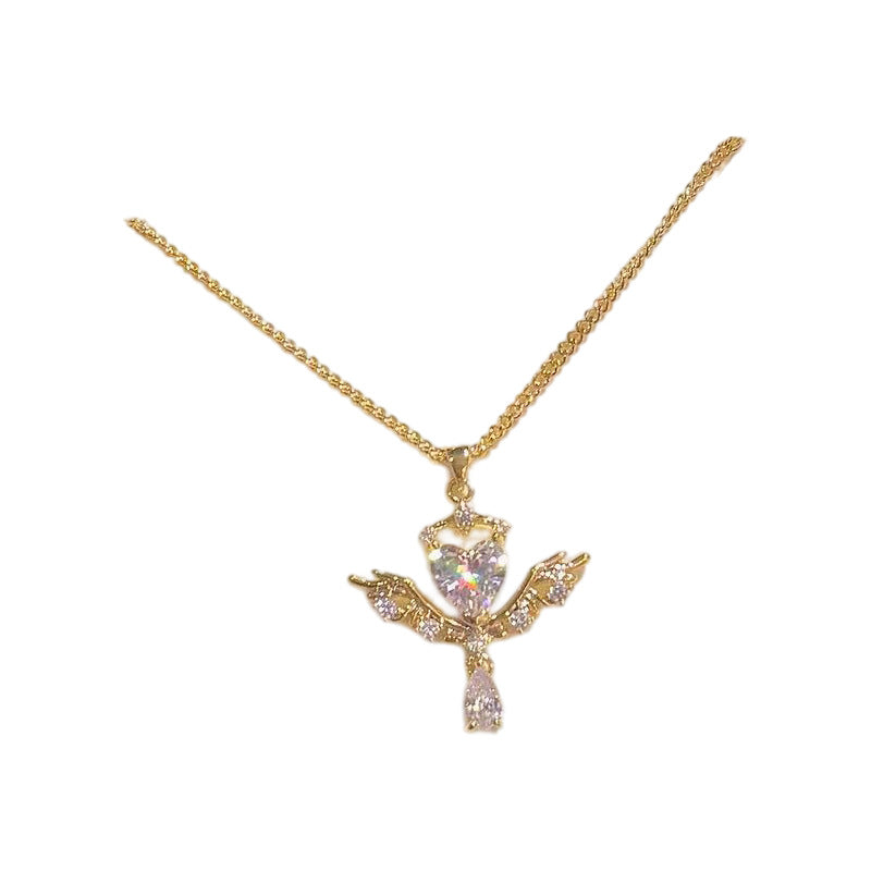 Angel Heart Love Necklace, Fairy Delicate Clavicle Chain, Luxury Elegant Sweet Temperament All-match Pendant Necklace