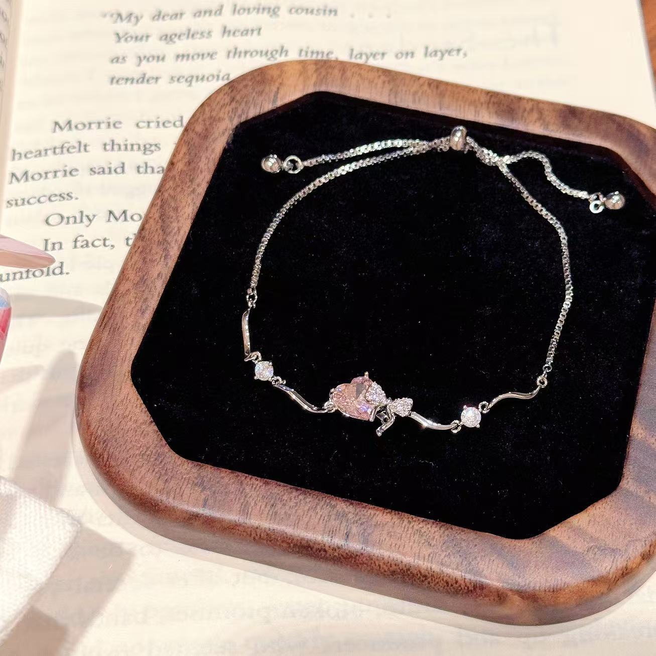 French Style Zircon Bracelet, Korean INS Minimalist Luxury Bracelet, Elegant Valentine's Day Jewelry for Women