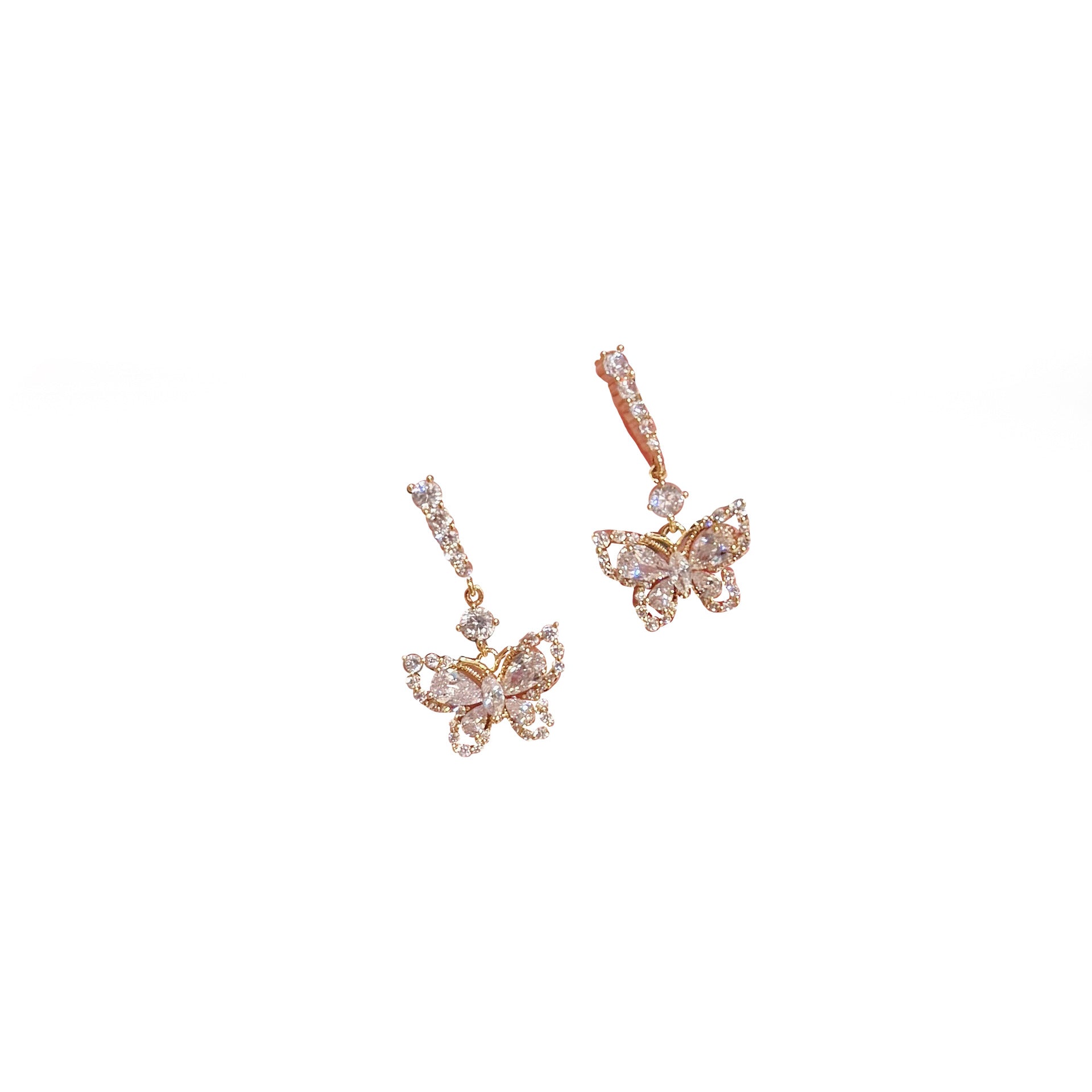 S925 Silver Hollow Butterfly Earrings, Elegant Fairy Style Daily Ear Studs
