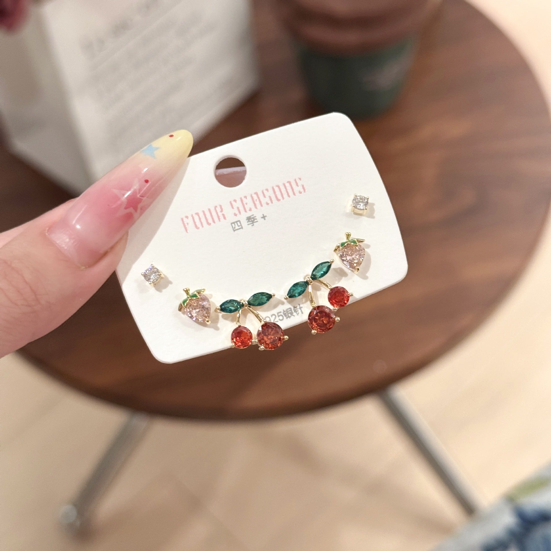 Red Cherry Necklace and Earrings Jewelry Set, Niche Luxury Elegant Clavicle Chain, Exquisite Temperament Fashion Accessories Set for Women