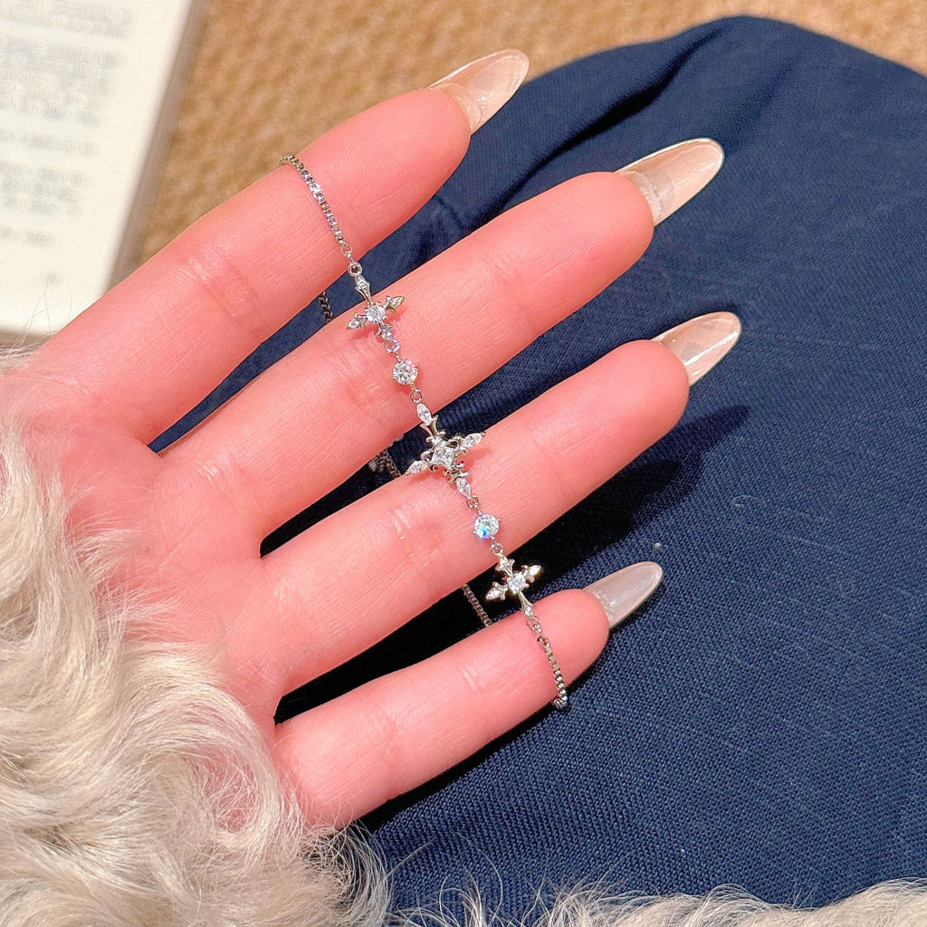 Korean Star Zircon Geometric Bracelet, Elegant Daily Wrist Chain