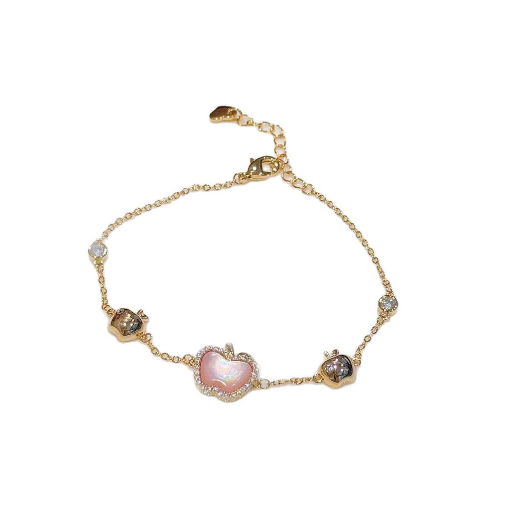 Pink Apple Natural Shell Bracelet, Sweet Elegant Daily Fashion Hand Ornament