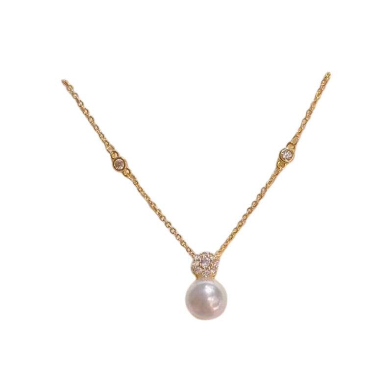 Minimalist Pearl Pendant Necklace, Light Luxury Niche High-end Clavicle Chain, Korean Noble Style Exquisite Temperament Necklace