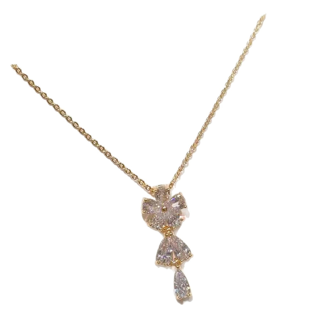 Super Shiny Floral Zircon Clavicle Chain, Luxury Minimalist Niche Flower Pendant Necklace