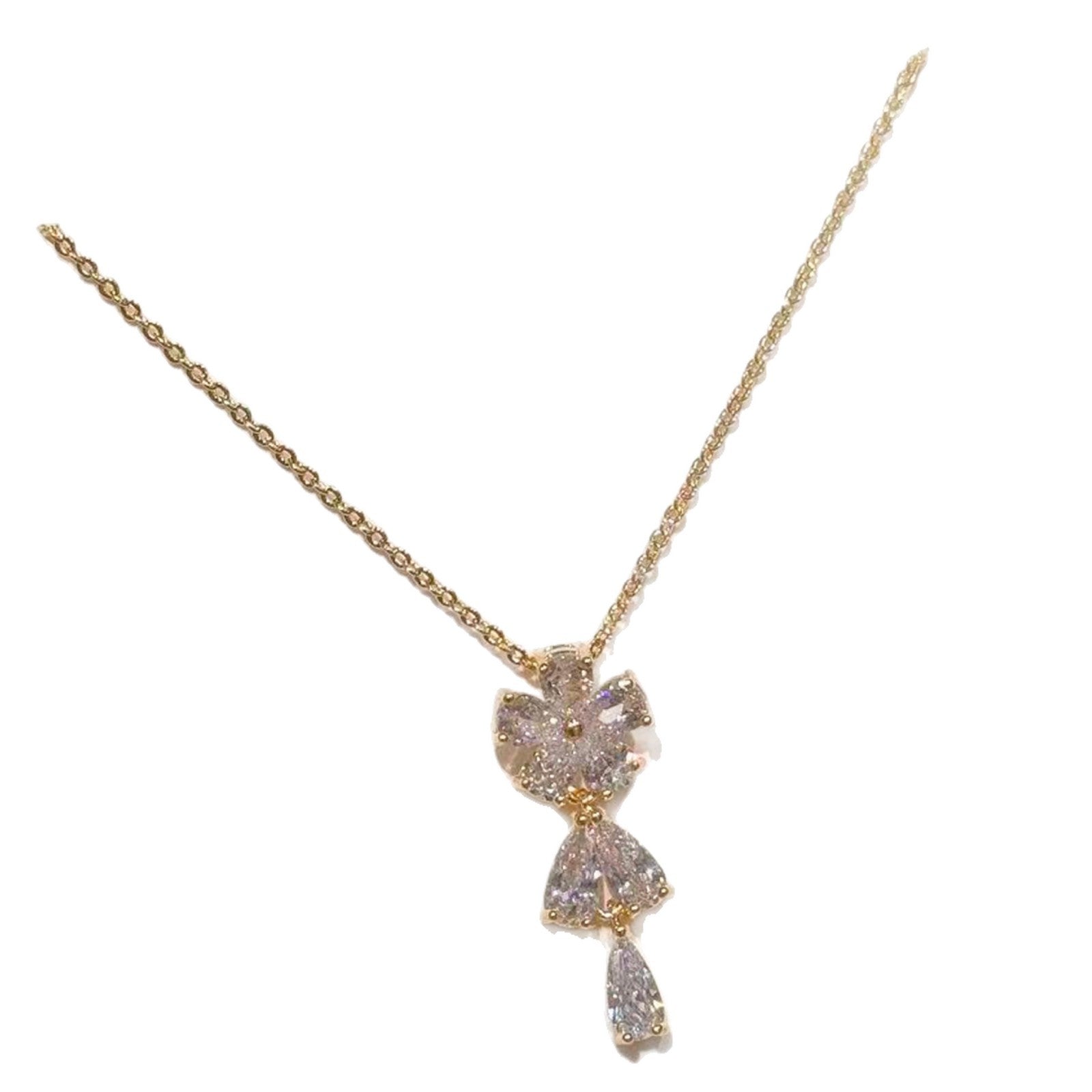 Super Shiny Floral Zircon Clavicle Chain, Luxury Minimalist Niche Flower Pendant Necklace