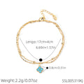Double Layer Lucky Clover Bracelet, Retro Elegant Light Luxury Women Daily Bracelet