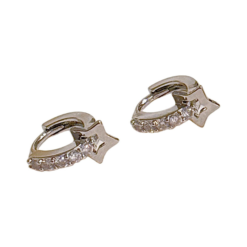 Meteor Full Paved Zircon Ear Buckles, Minimal Cold Tone Luxury Earrings, Elegant Versatile Daily Commute Jewelry