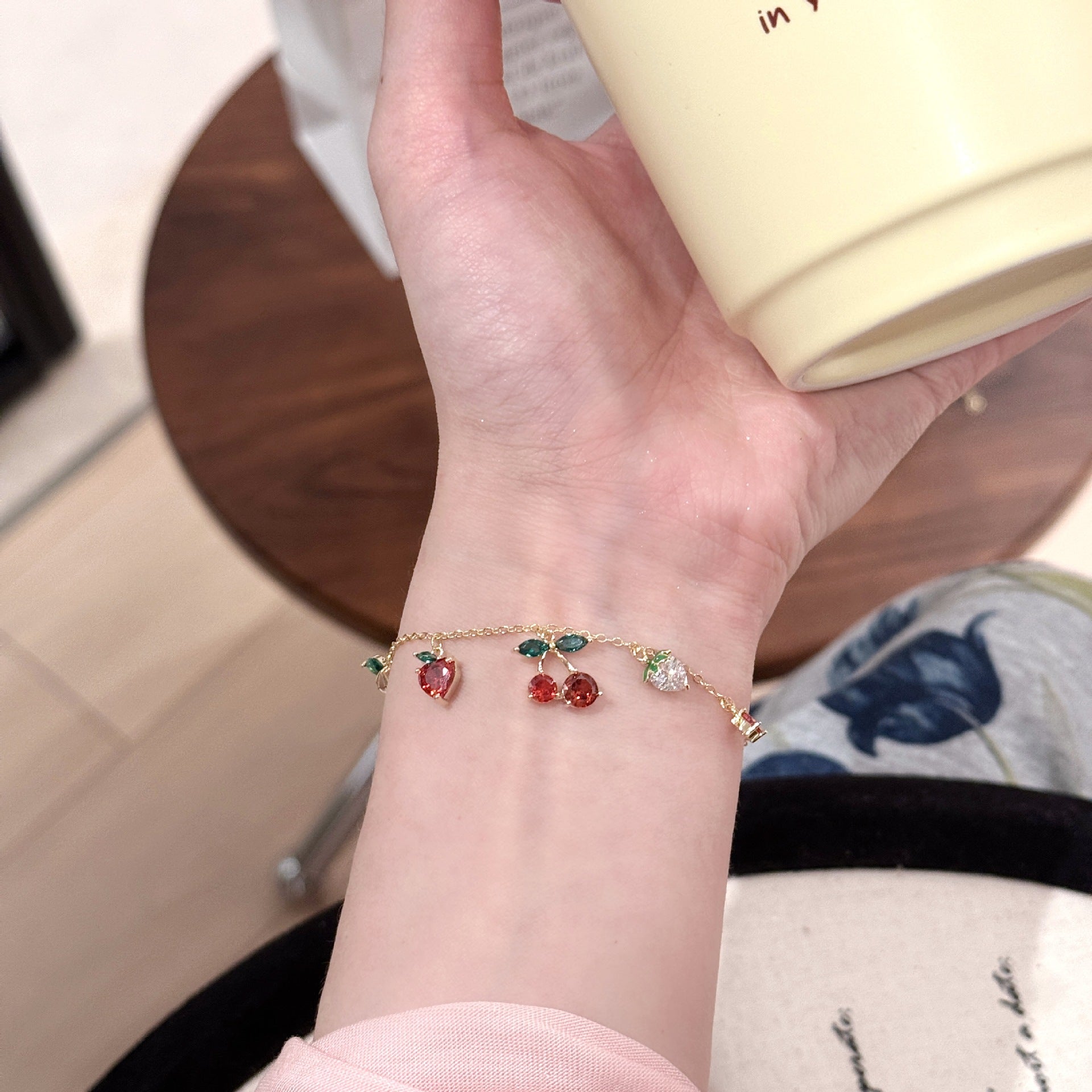 Red Cherry Necklace and Earrings Jewelry Set, Niche Luxury Elegant Clavicle Chain, Exquisite Temperament Fashion Accessories Set for Women