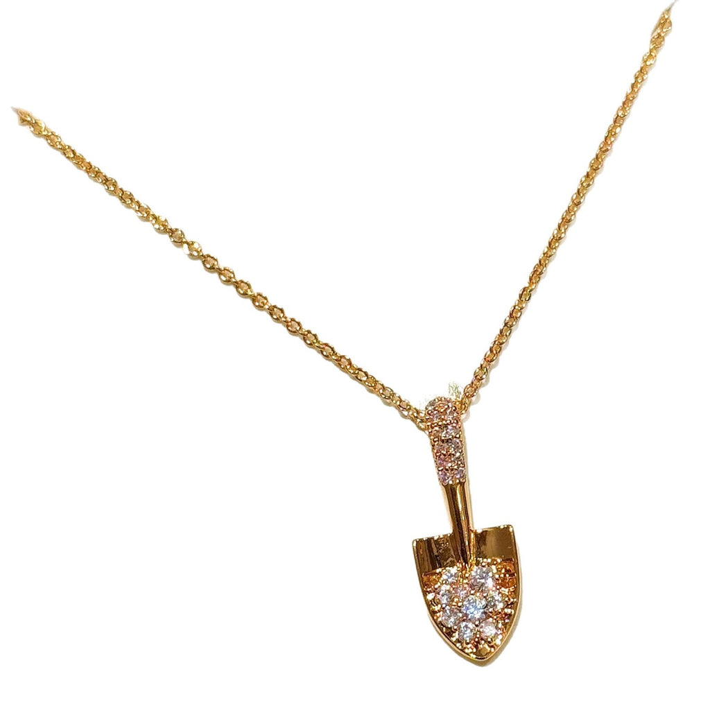 Golden Shovel Sand Gold Necklace, Non-fading Chinese Style Daily Neck Chain