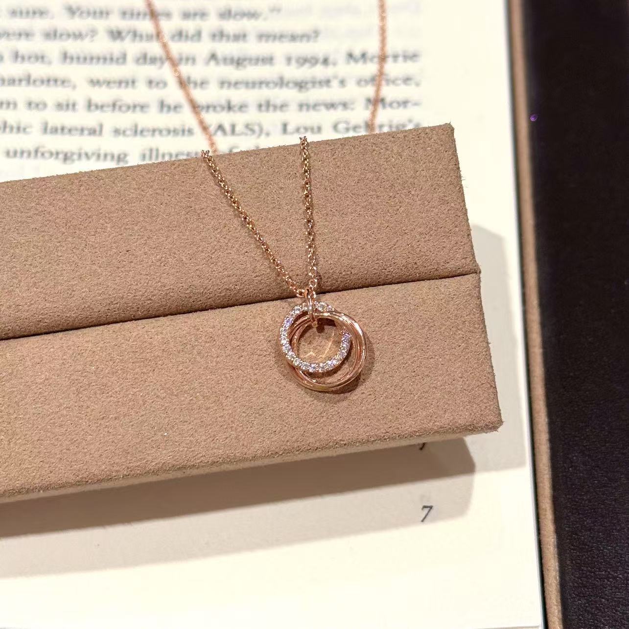 Double Ring Minimal Collarbone Necklace Korean Style Women Jewelry
