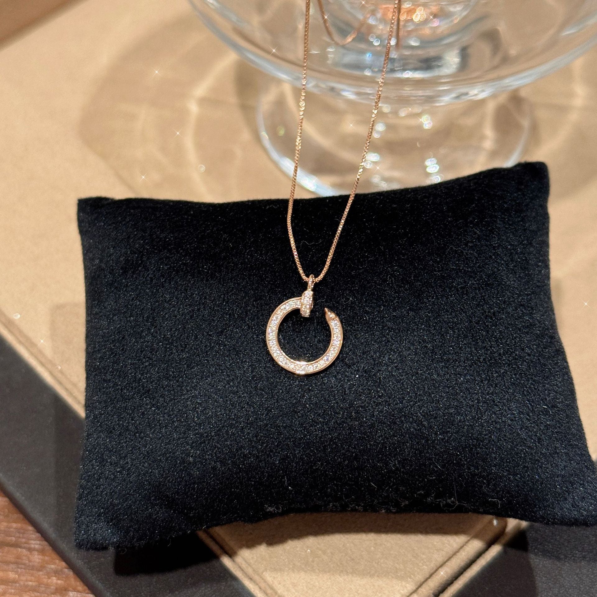 Popular Sparkle Circle Clavicle Necklace Minimal Sweet Women Daily Necklace