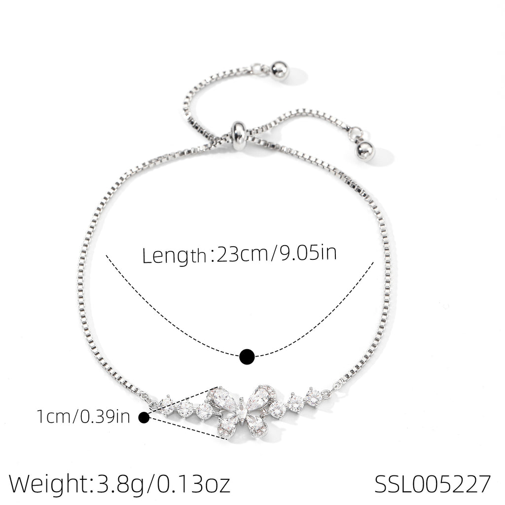 Four Seasons Charm Aquamarine Bracelet, Fashion Niche Sparkling Women Hand Jewelry, High-end Light Luxury Wrist Chain