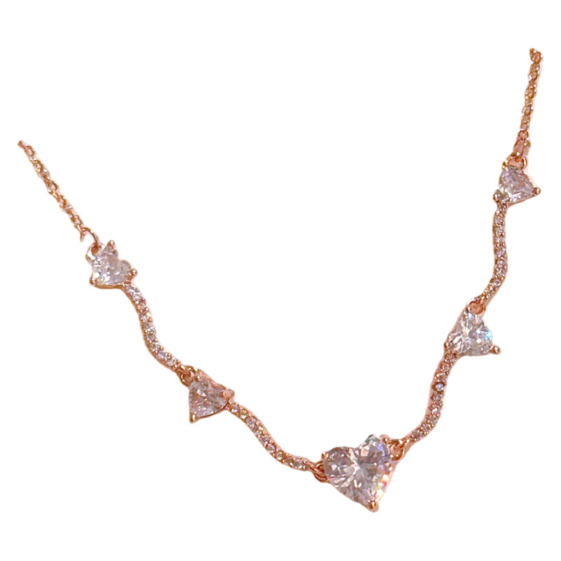 Double Heart Pendant Necklace, Niche Luxury Dainty Clavicle Chain, Sweet Daily All-match Elegant Necklace