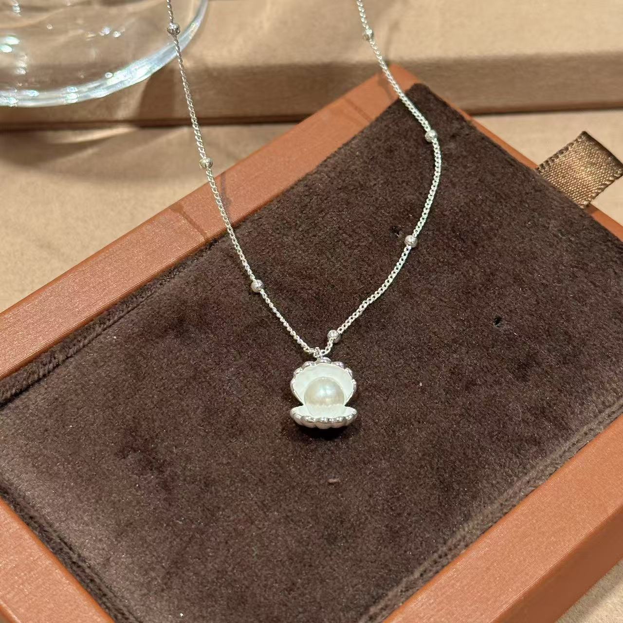 Korean Style Shell & Pearl Clavicle Necklace, Minimalist Fairy Dainty Jewelry, Niche Design Versatile Necklace for Women