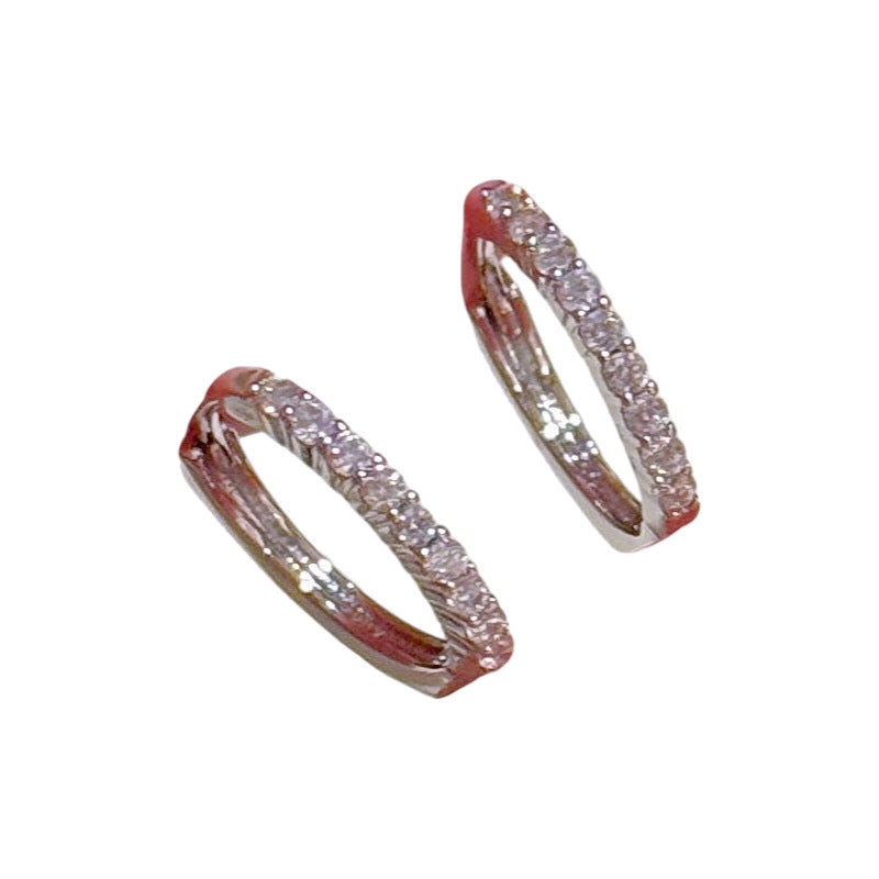 Minimalist Full Zircon Hoop Earrings, Luxury Niche Design Elegant Versatile Fashion Ear Buckles