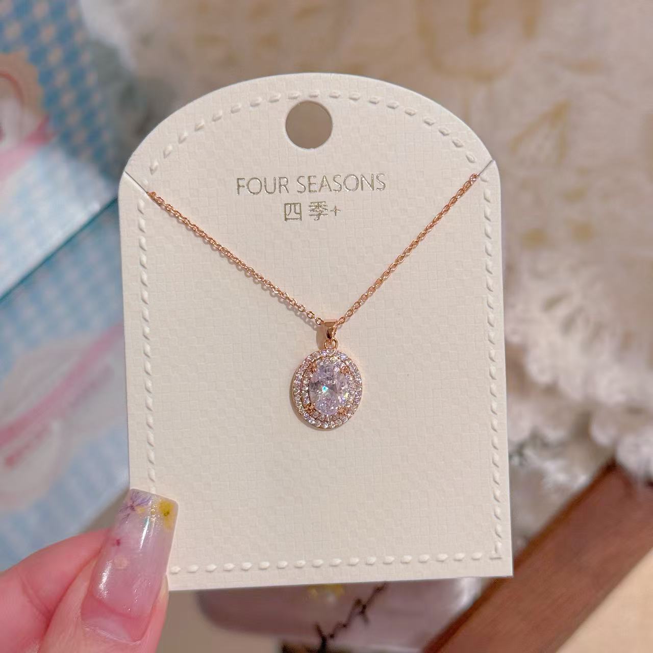 Shiny Geometric Round Pendant Necklace, Niche Luxury Dainty Clavicle Chain, Elegant All-match Daily Jewelry for Women