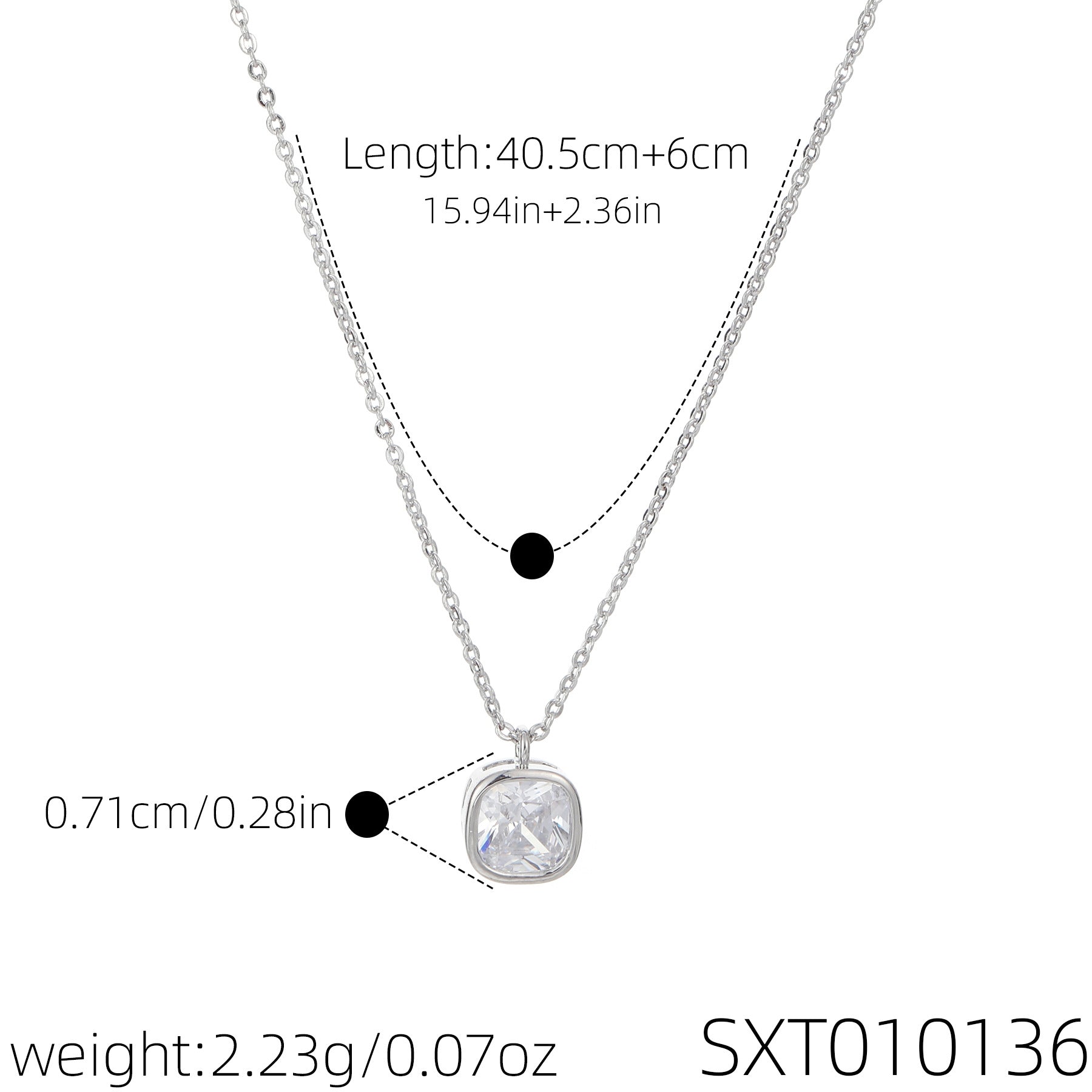 Cool Minimal Luxury Geometric Sugar Cube Cubic Zirconia Pendant Necklace, Niche Dainty Elegant All-Match Choker Jewelry for Women