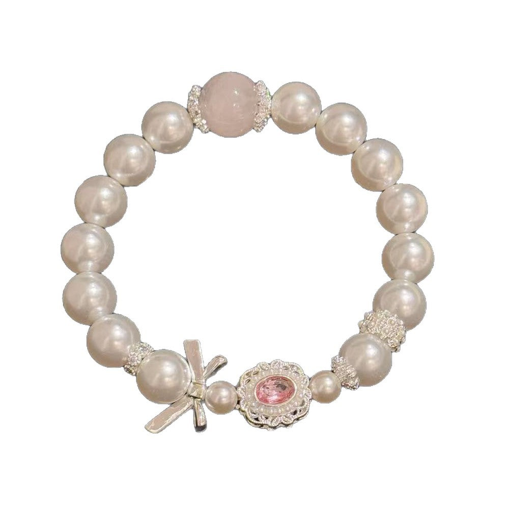 Women Classic Pearl Beaded Bracelets Chic Bow Design Niche High-end Fresh Sweet Delicate Versatile Daily Wrist Jewelry