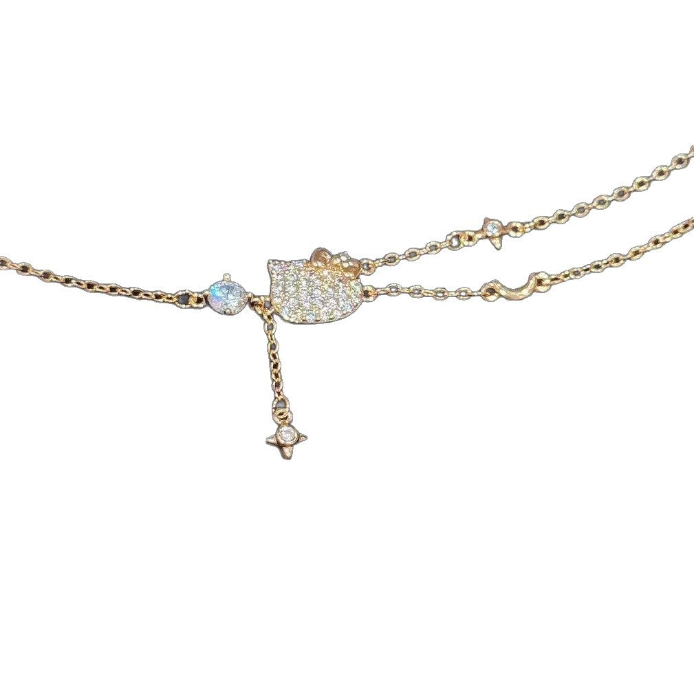 Shiny Cat Zircon Fashion Bracelet, Elegant Daily Autumn Winter Hand Ornament