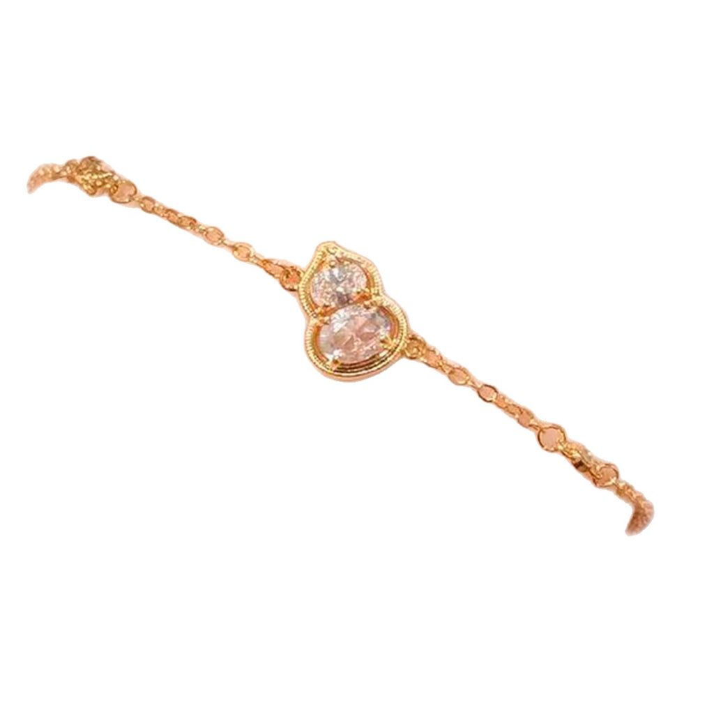 Gourd Shaped Zircon Sand Gold Bracelet, Luxury Minimalist Fortune Wrist Jewelry, Niche Elegant All-match Lucky Bracelet