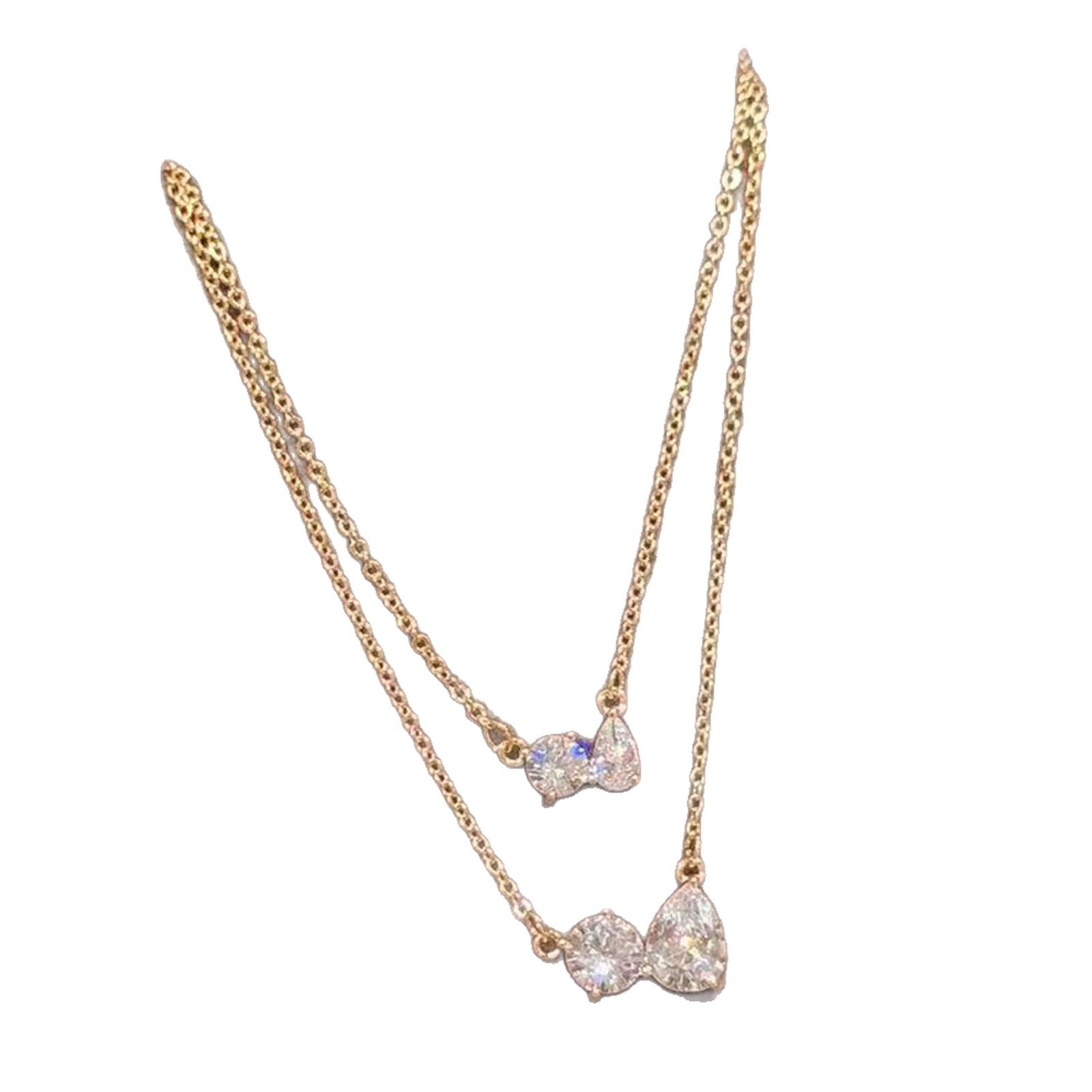 Layered Drop Zircon Necklace, Minimal Niche Clavicle Chain, Luxury Elegant All-match Women Jewelry