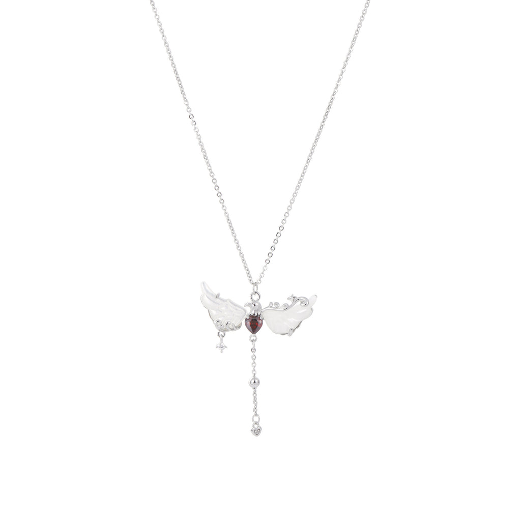 Angel Wing Tassel Clavicle Necklace, Luxury Niche Dainty Pendant Chain, Sweet Cool Versatile Fashion Jewelry