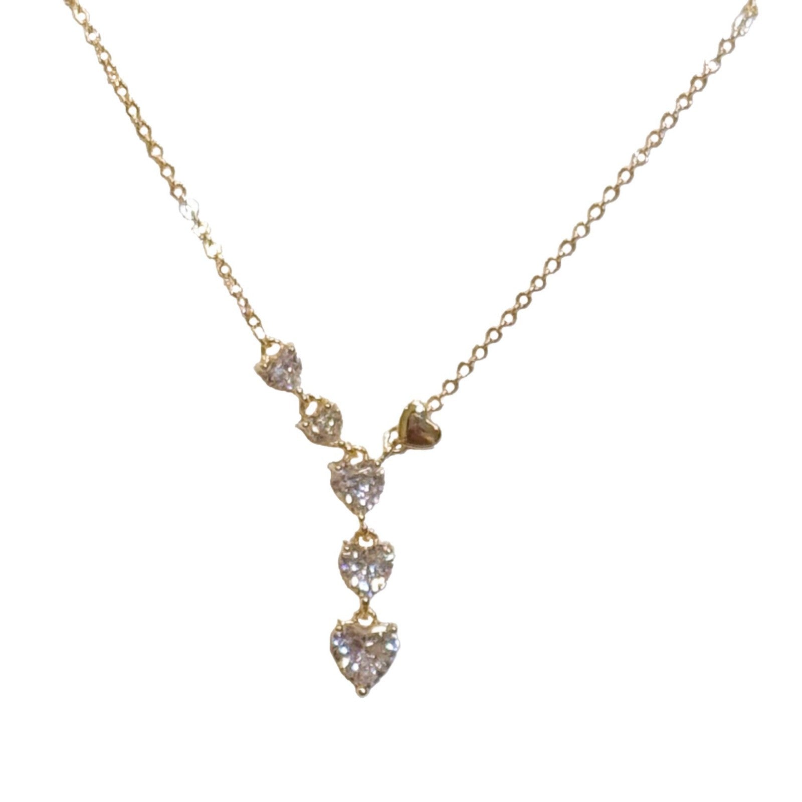 Heart Pendant Necklace for Women, Cubic Zirconia Dainty Luxury French Clavicle Chain, Minimalist All-match Jewelry