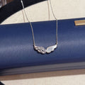 Angel Wing Pendant Necklace with Natural Shell & Zircon, Luxury Niche Clavicle Chain