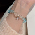 Shiny Star White Crystal Beaded Bracelet Elegant Cold Style Summer Women Hand Jewelry