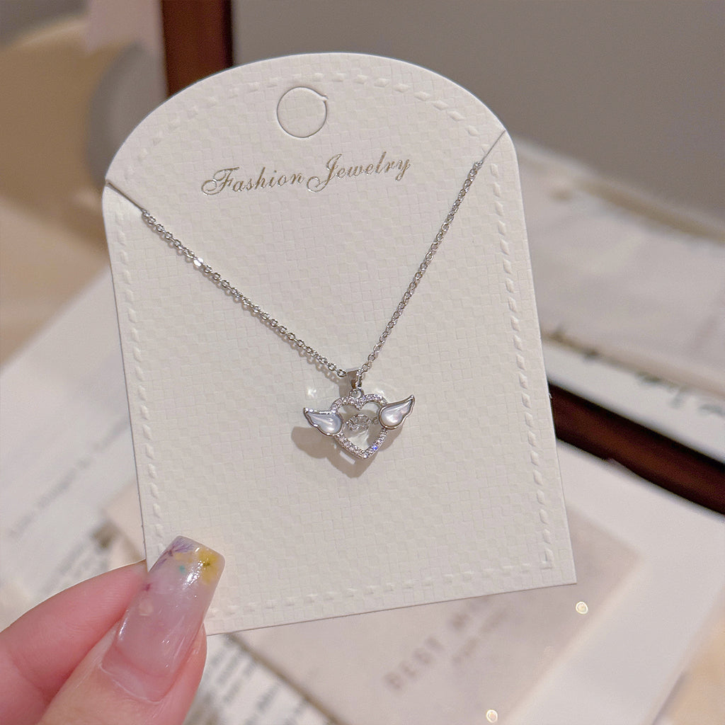 Angel Heart Pendant Necklace, Natural Shell Luxury High-grade Necklace, Exquisite Valentine's Day Gift Jewelry