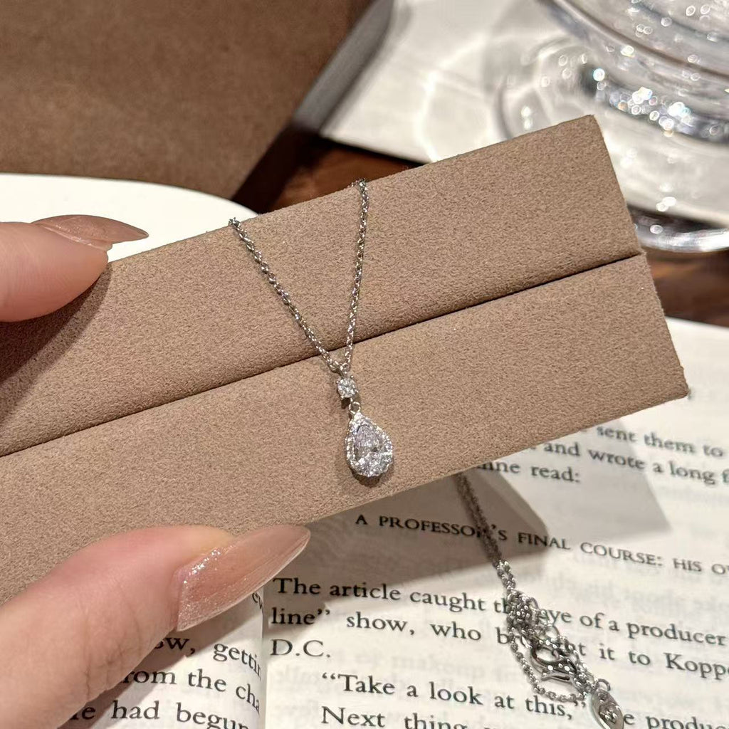 Korean Style Water Drop Zircon Necklace, Luxury Niche Clavicle Chain, Minimalist Exquisite All-match Pendant Jewelry