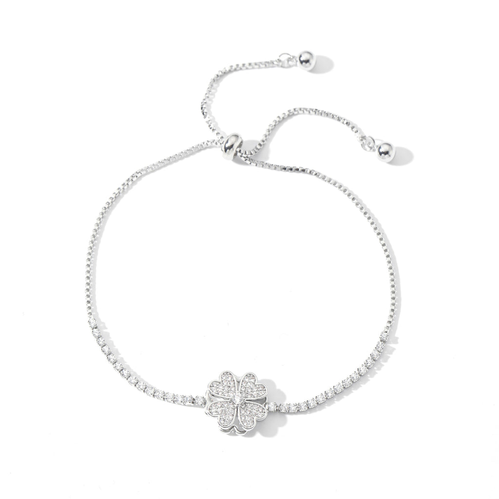 Shiny Four Leaf  Zircon Pull Bracelet Minimal Luxury Women Jewelry