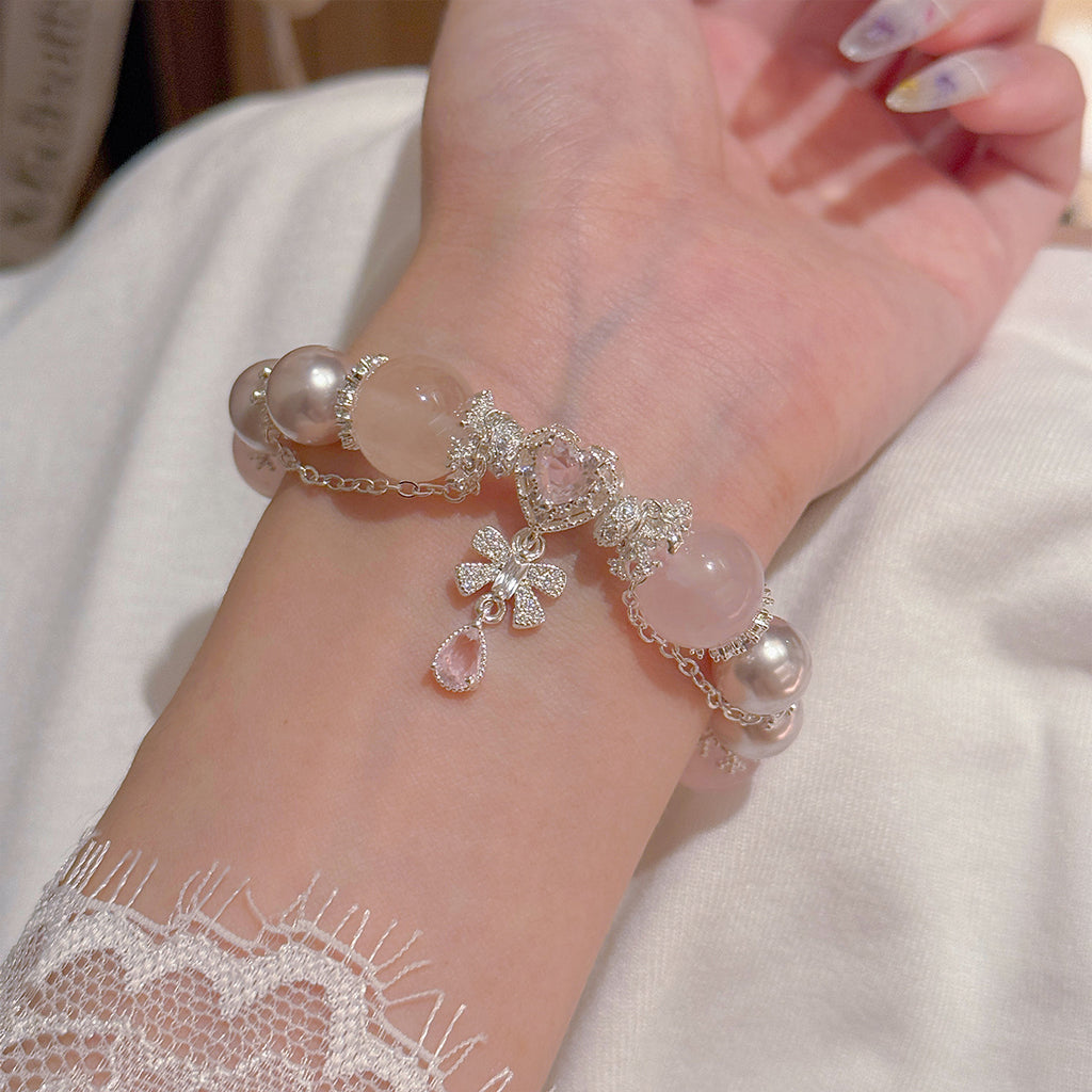 Pink Crystal Magic Wand Bracelet, Sweet Girly Daily Hand Chain