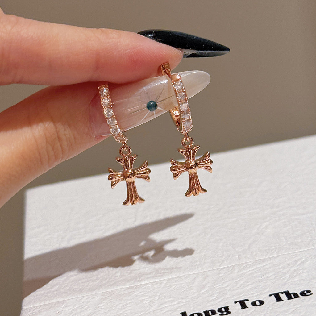 Vintage Cross Earrings for Cross-border Sale, New Spring Luxury Elegant Ear Jewelry