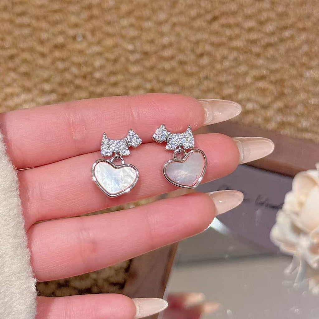 Heart Stud Earrings, Shiny Luxury Delicate Earrings, Minimalist Elegant Commute Versatile Ear Jewelry