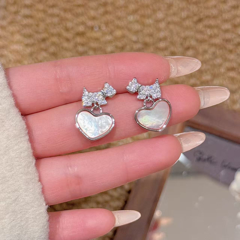 Heart Stud Earrings, Shiny Luxury Delicate Earrings, Minimalist Elegant Commute Versatile Ear Jewelry