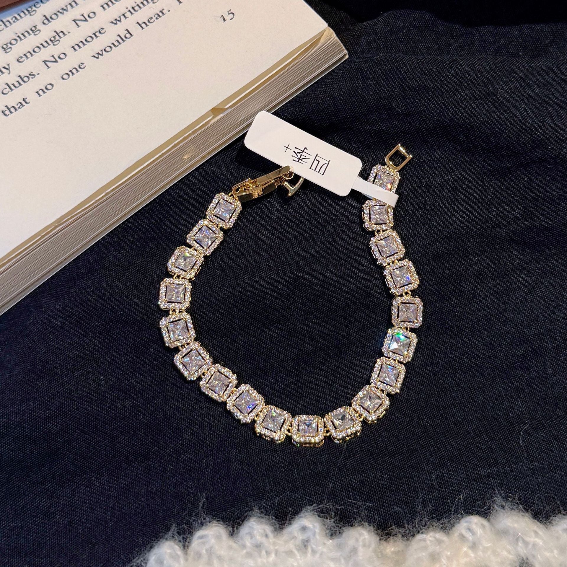 Shiny Cube Zircon Bracelet, Minimalist Luxury Dainty All-match Elegant Women Hand Jewelry