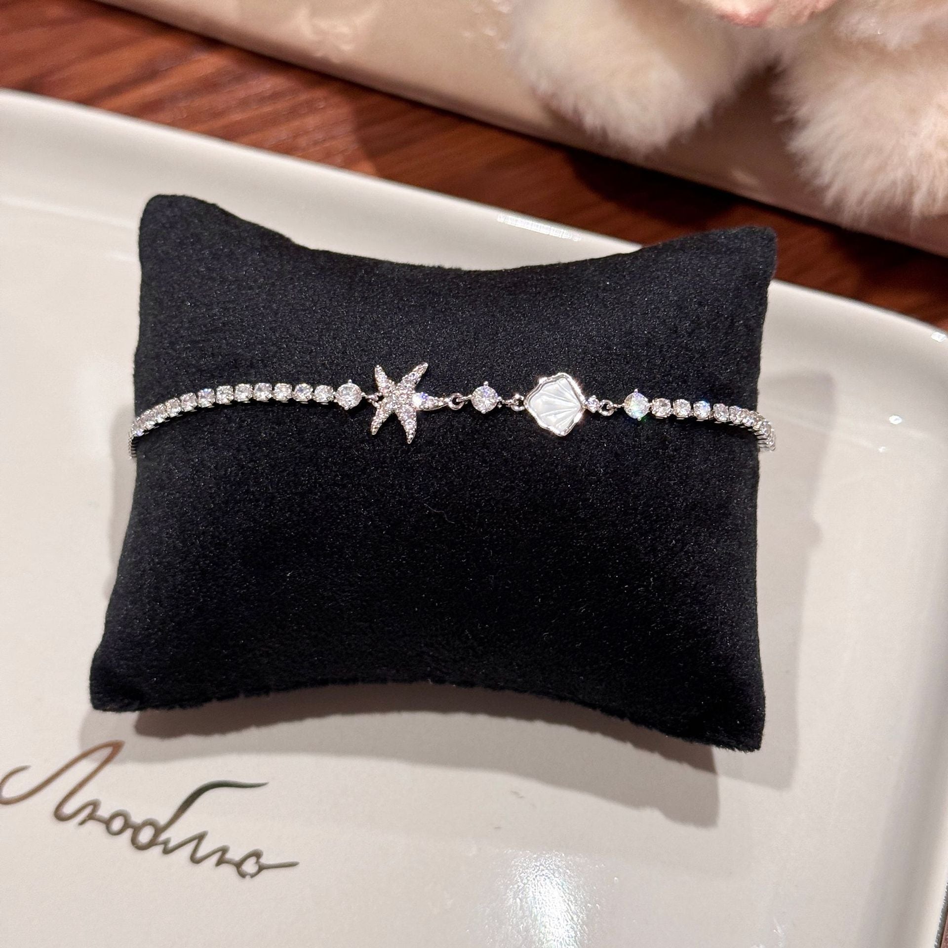 Ocean Style Shell Zircon Bracelet, Elegant Summer Fashion Wrist Chain