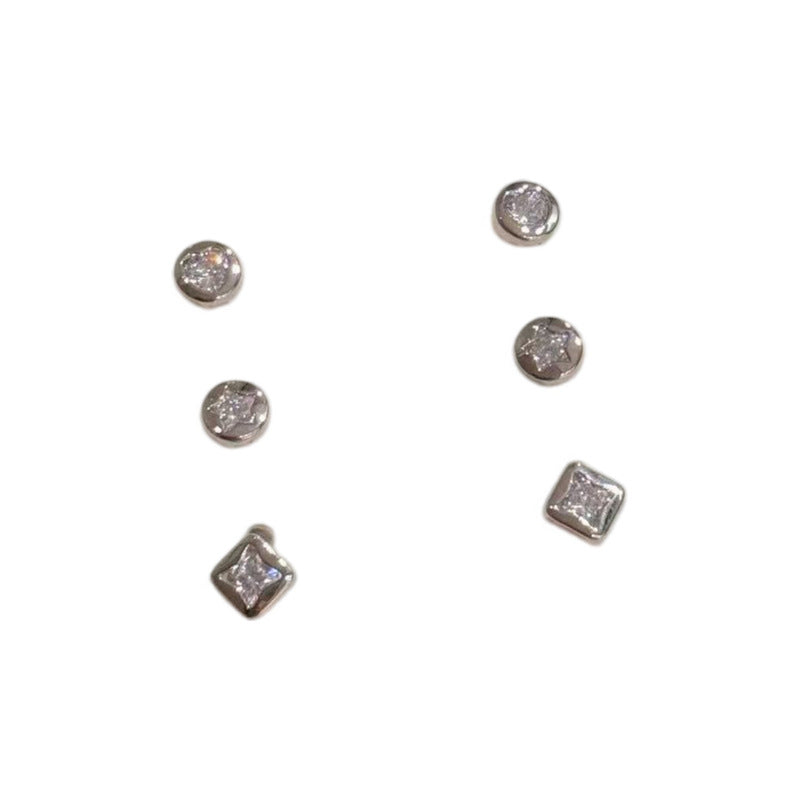 Minimal Luxury 3 Styles Geometric Stud Earring Set, Dainty Elegant All-Match Women Multi-Pack Fine Ear Jewelry