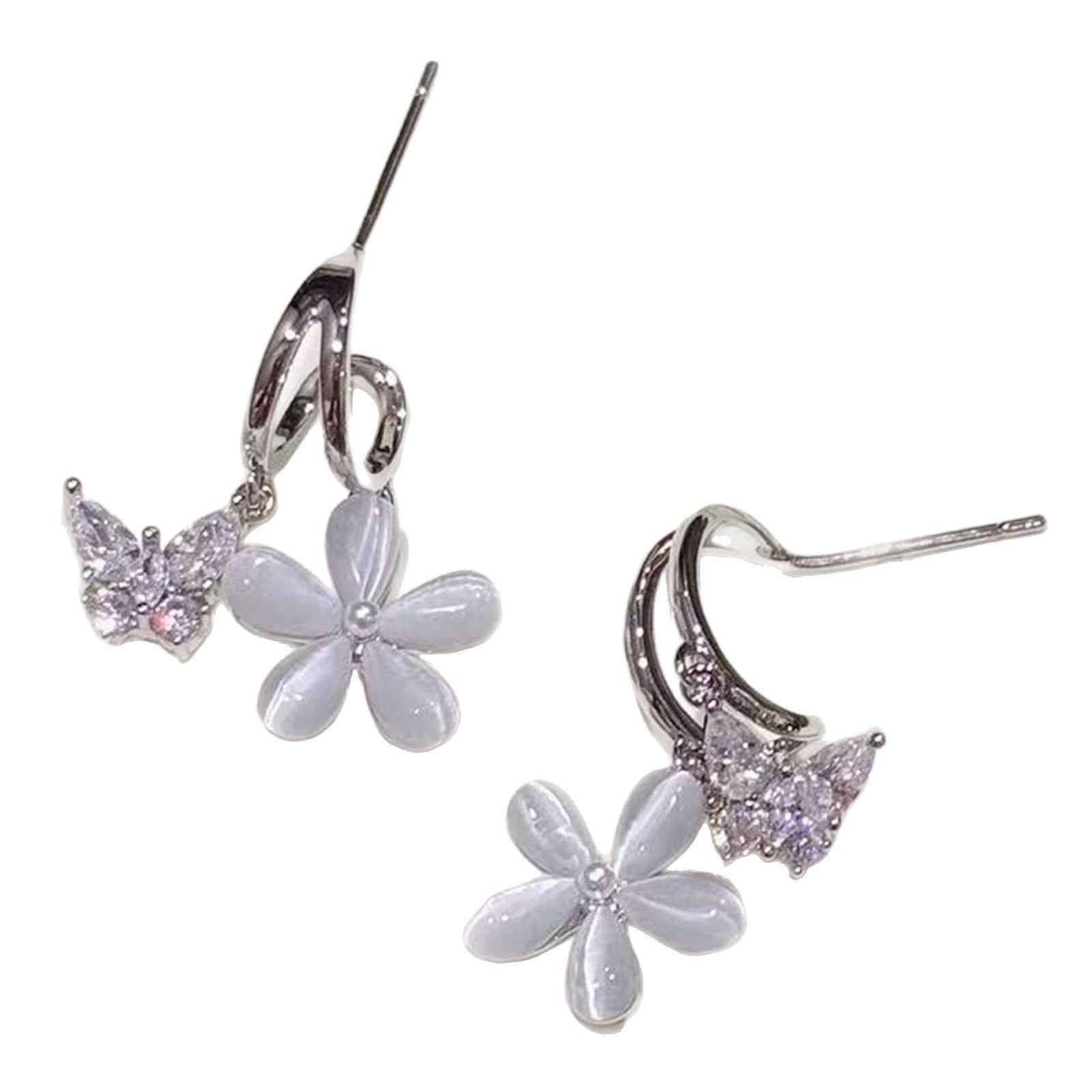 Dainty Butterfly Zircon Stud Earrings for Women, Korean Japanese Sweet Fairy Style Ear Jewelry, Minimal Luxury Niche Elegant Cute Daily Wear Earrings