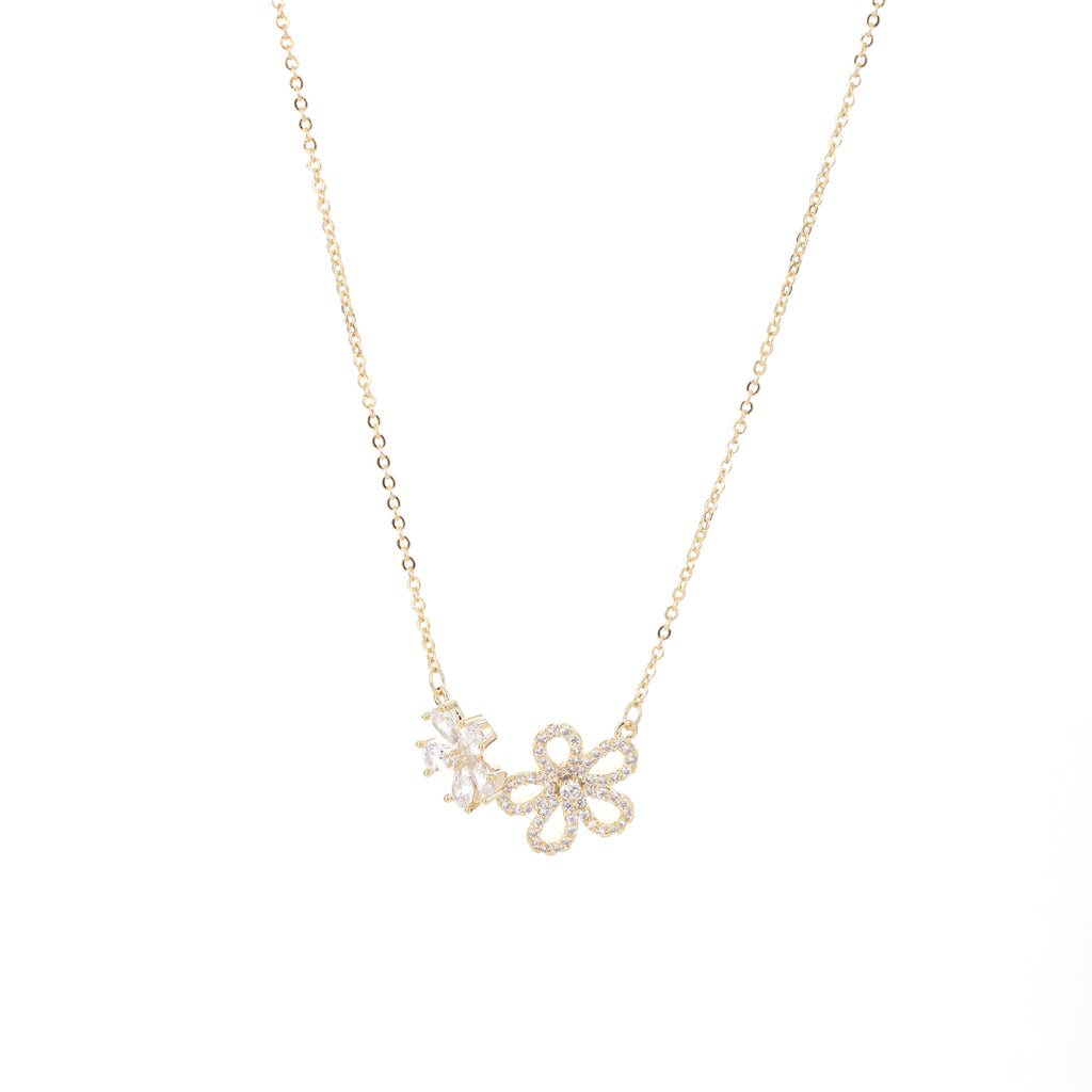 Hollow Flower Full Zircon Necklace, Luxury Elegant Clavicle Chain, Fresh Sweet Delicate Commute Fashion Necklace