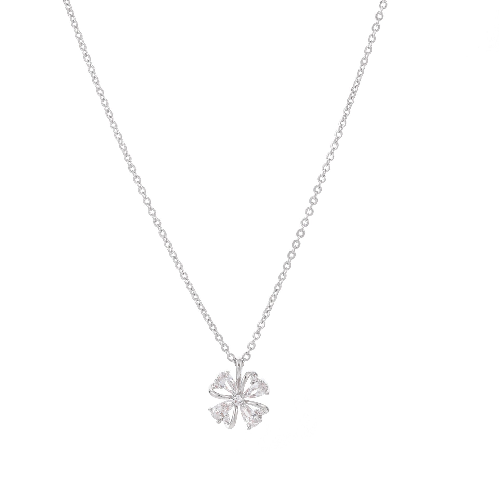 Lucky Four Leaf Flower Necklace, Wealth Blessing Fashion Clavicle Chain, Luxury Elegant Delicate All-match New Year Jewelry