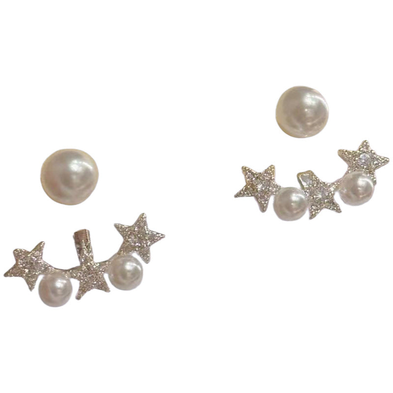 Sweet Star Pearl Stud Earrings, Luxury Elegant Versatile Ear Jewelry, Delicate Gentle Style Earrings for Women