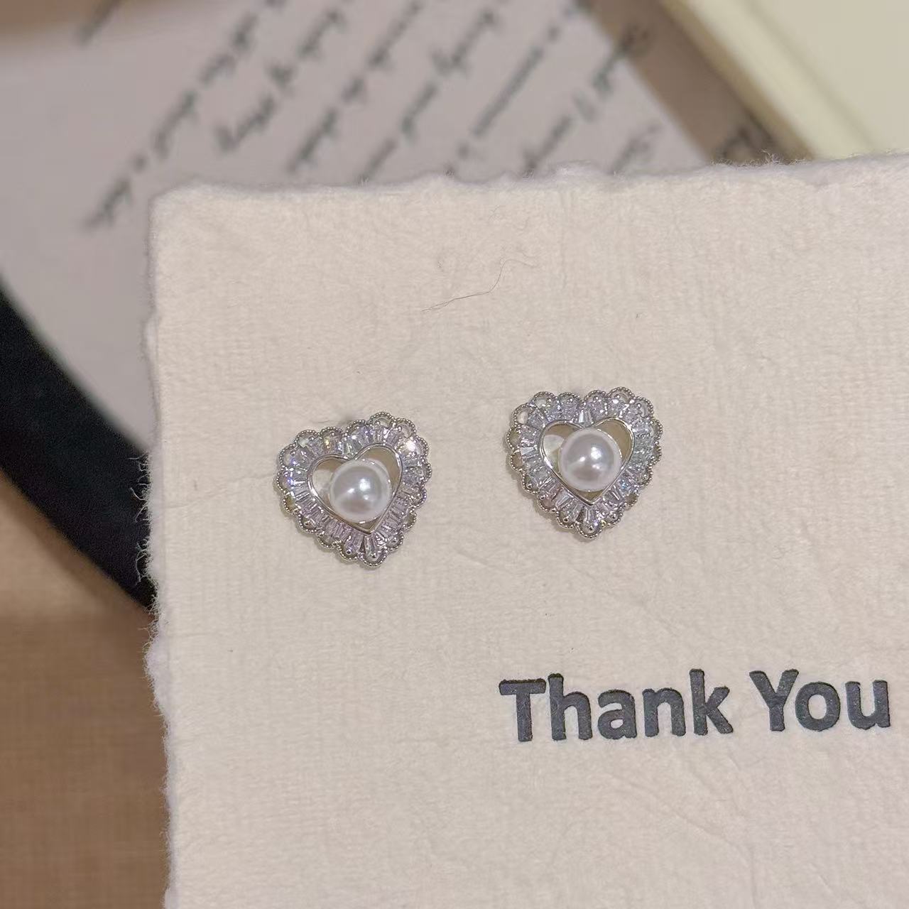 Heart Pearl Stud Earrings, Luxury Elegant Sweet Earrings, S925 Silver Needle Noble Temperament Exquisite Ear Jewelry