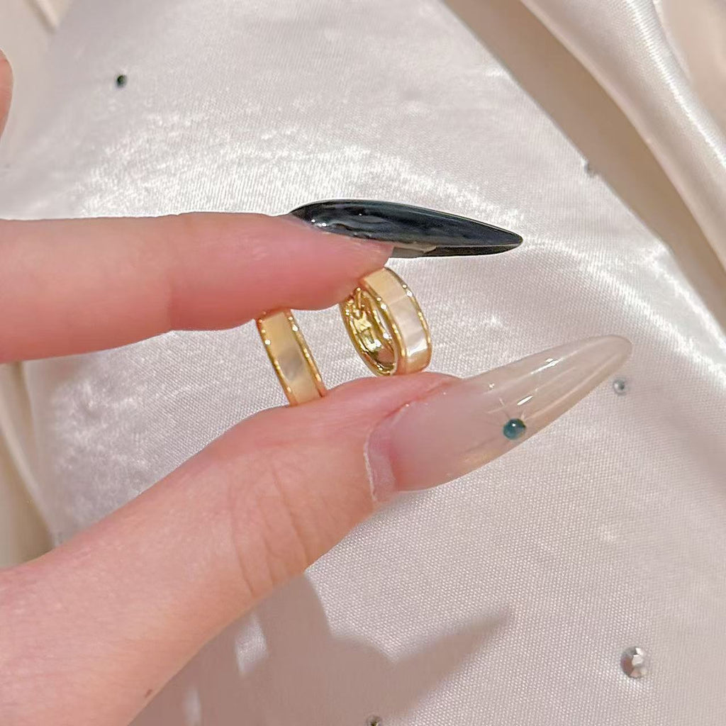 Minimalist Shell Hoop Earrings, Luxury Commute Ear Jewelry