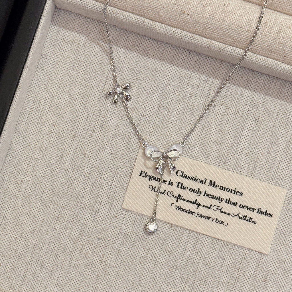 Butterfly Tassel Necklace, Star Moon Zircon Clavicle Chain, Elegant Minimalist Jewelry