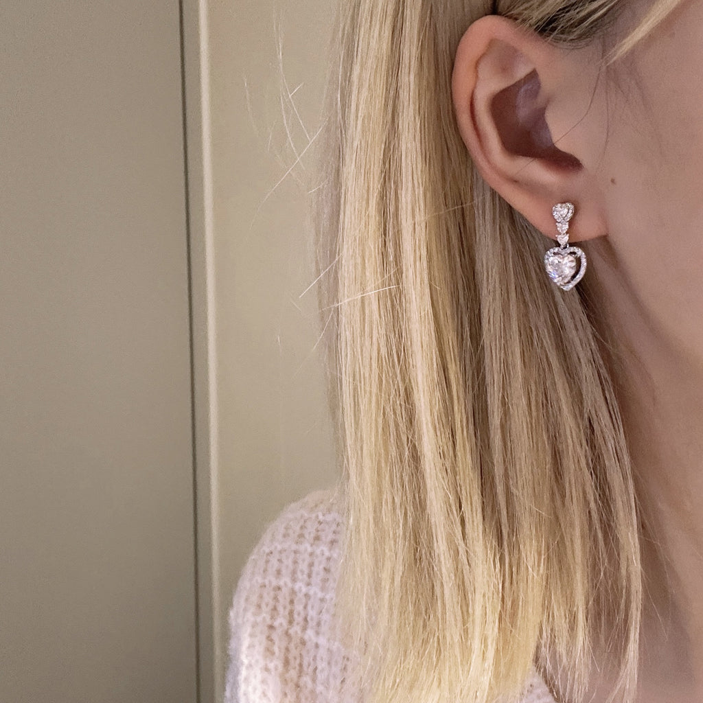 Lovely Heart Pendant Earrings, Elegant Delicate Studs, Premium Luxury All-match Accessories for Ladies