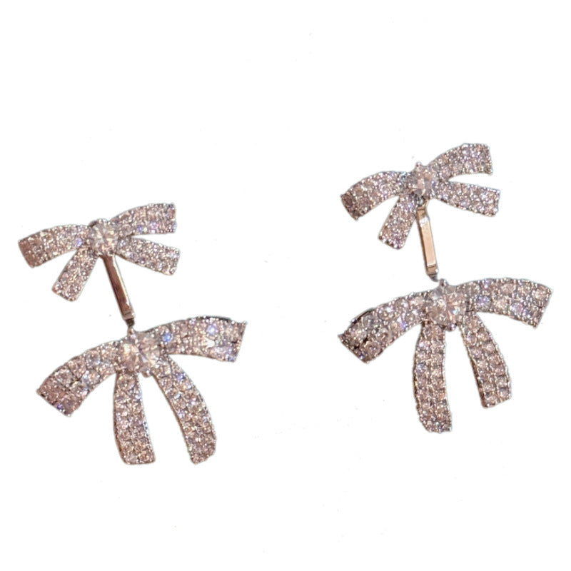 Double Bowknot Stud Earrings, Dainty Luxury Elegant Everyday Earrings, Minimalist All-match Fashion Jewelry