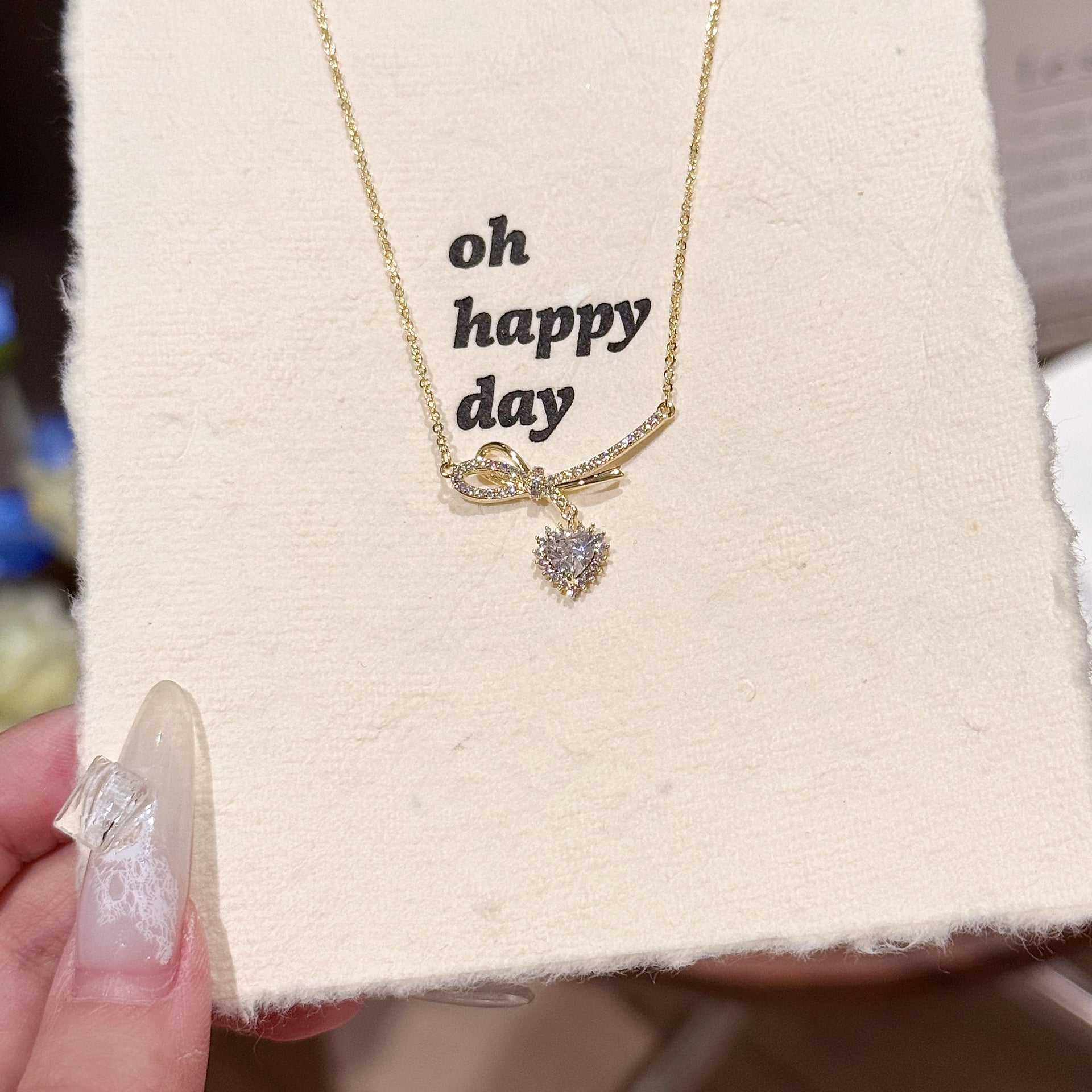 French Style Heart Clavicle Necklace, Sparkling Zircon Pendant, Minimalist Luxury Niche Fashion Jewelry