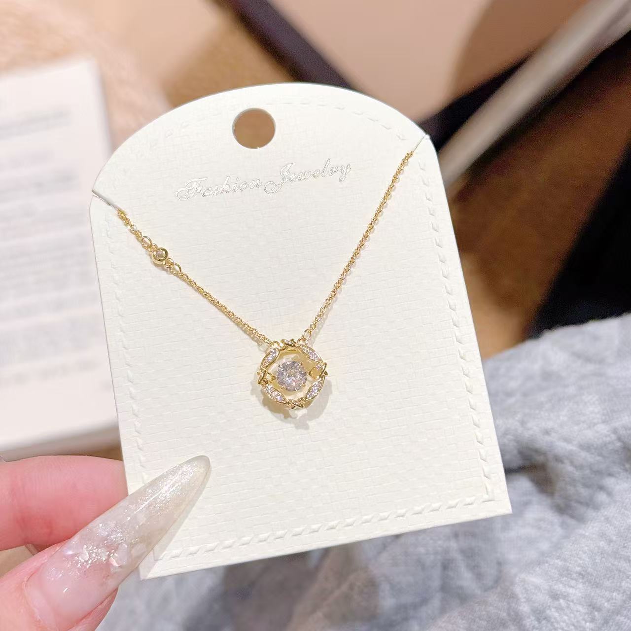French Style Zircon Pendant Necklace, Minimal Luxury Niche Design Clavicle Chain